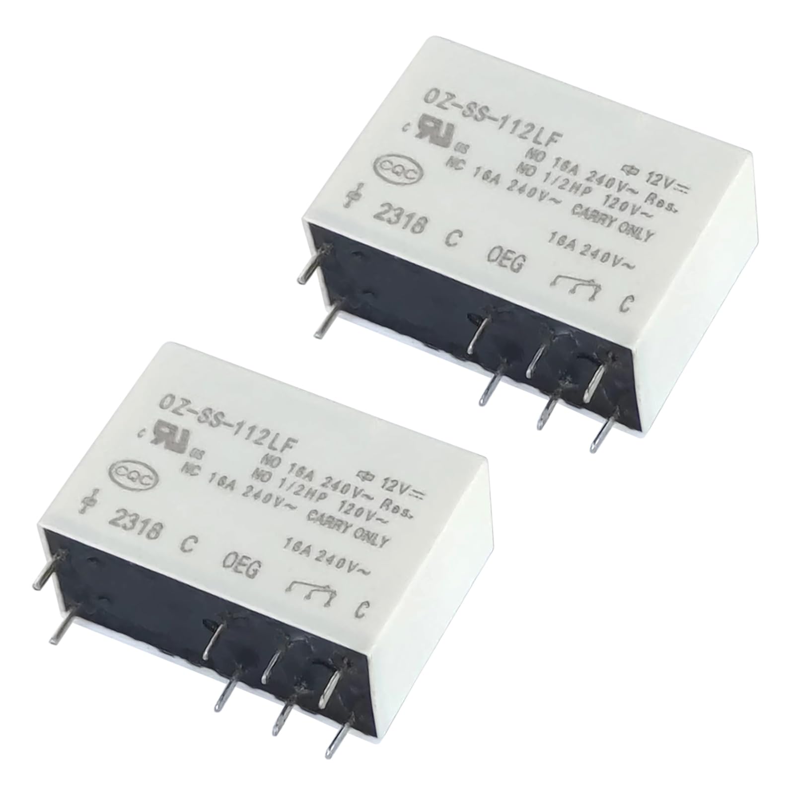 2Pcs OZ-SS-112LF 16A 12VDC General Purpose Multi-Function Relay 8Pins